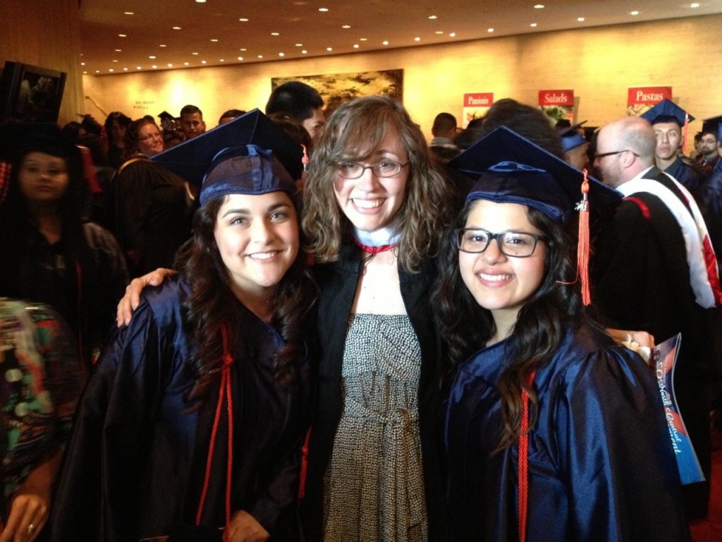 Pictured: Alejandra Garcia (L), currently a freshman at UH; Barnes (C); Lesley Mar (R) a freshman at Trinity University