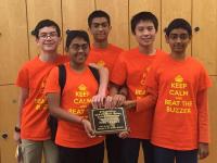 The T.H. Rogers team shows off their state championship placard. Image courtesy of HISD News Blog.